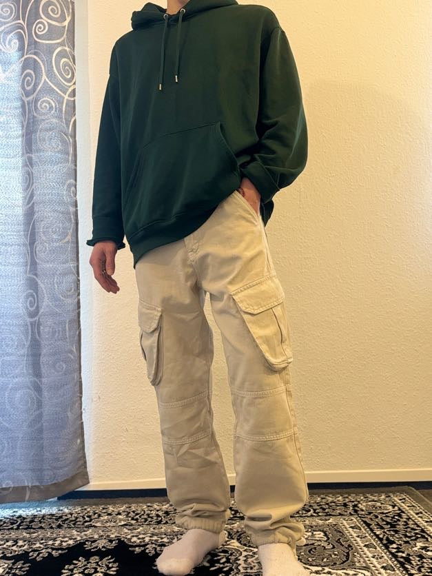 Denim Cargo Pants Beige